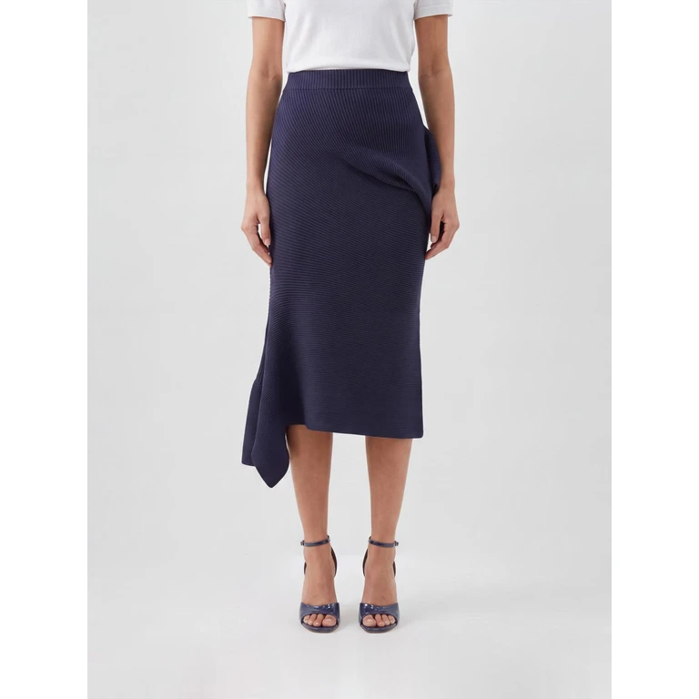 Asymmetric Hem Crêpe Pencil Midi Skirt (IM66KG75815)