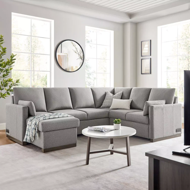 Ellington Sectional Sleeper Sofa in Charcoal:- Grey