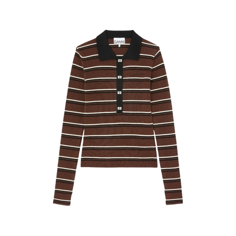 Striped Button-embellished Polo Shirt