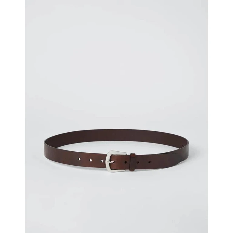 Men'S Brown Leather Belt With Buckle