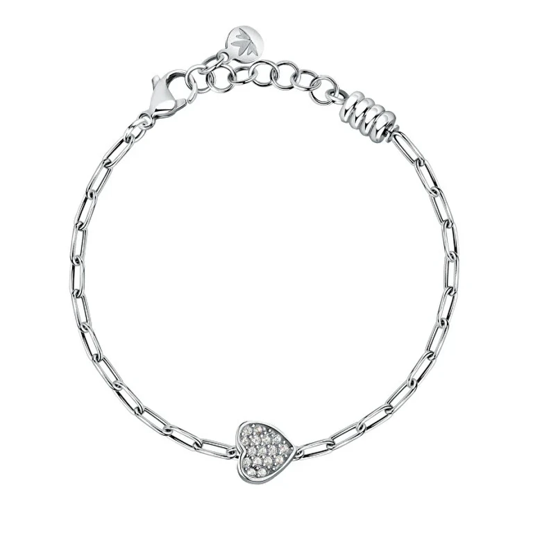 Stainless Steel Bracelet Without Tempo Heart With Drops Crystals Scz1344
