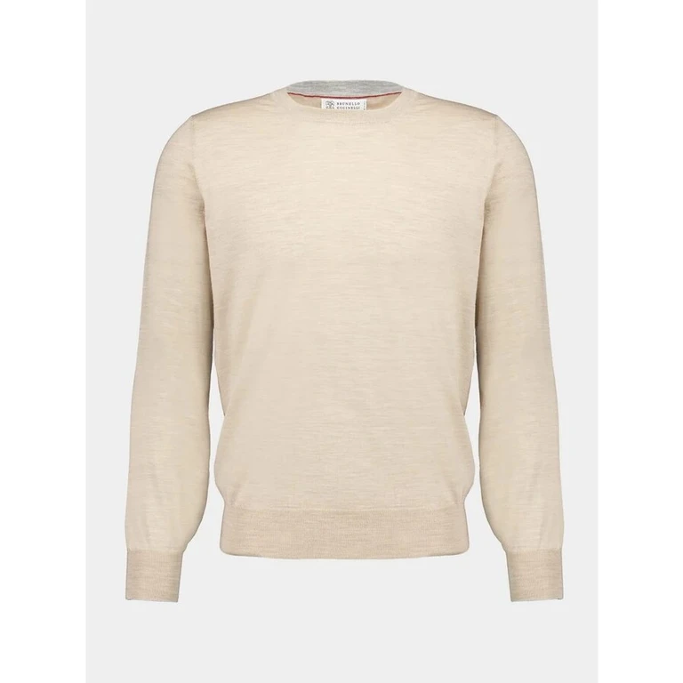 Beige Wool Crewneck Sweater