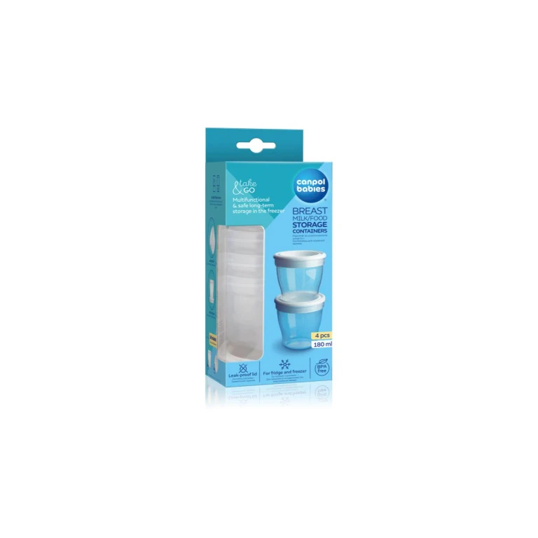 Easy Start Breast Milk/Food Containers - Containers with lids for storing milk or food - 4.0 pieces