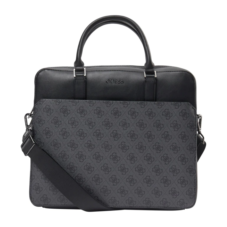 , Vezzola, polyurethane, fabric briefcase, computer, black, 35 x 29 x 9 cm, for men