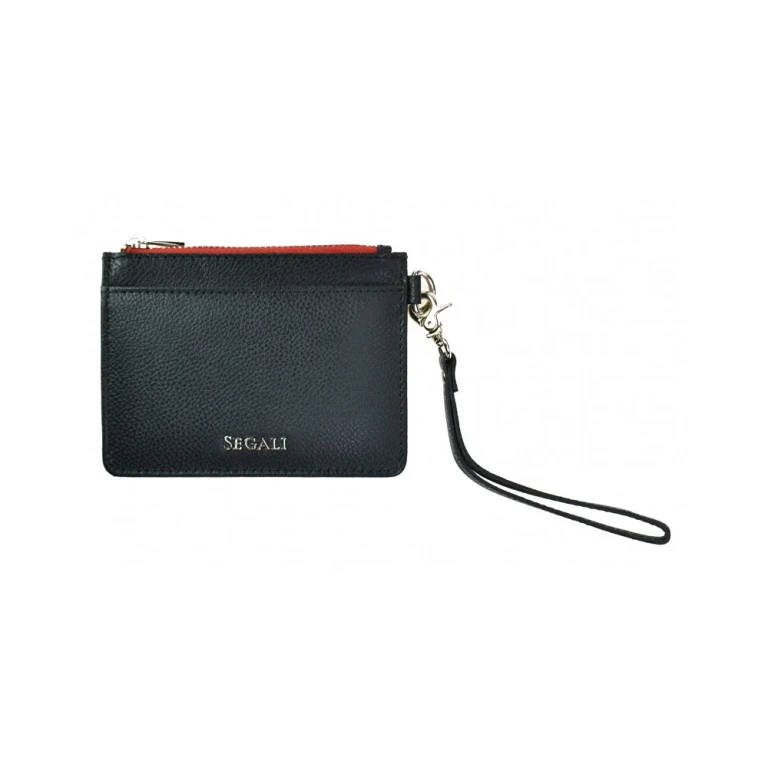 Mini Wallet-Keychain in Black Leather