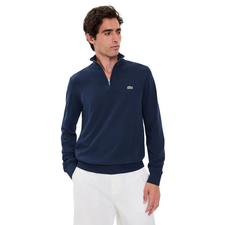 Cotton Quarter Zip Sweater Navy L