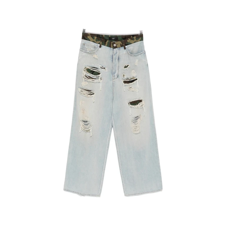 Distressed Camouflage-print Jeans