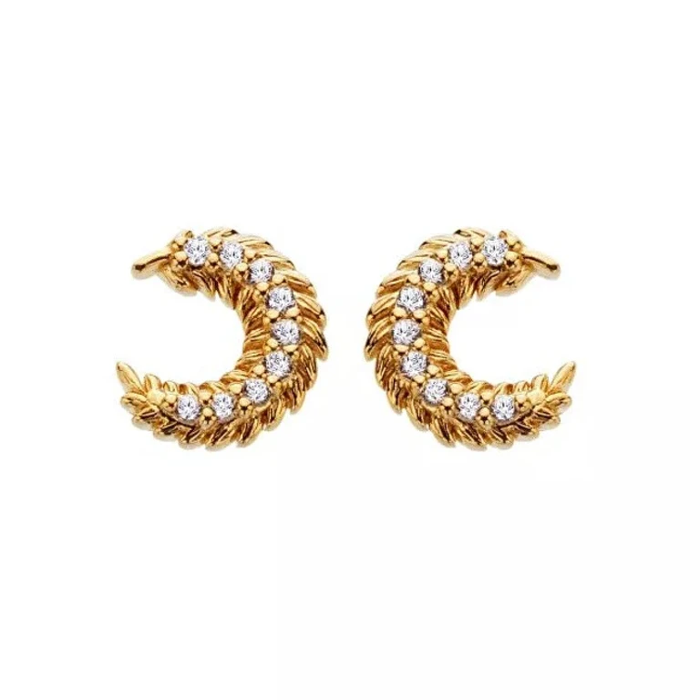 Delicate Gold-Plated Earrings with Diamonds and Topazes Selene De855