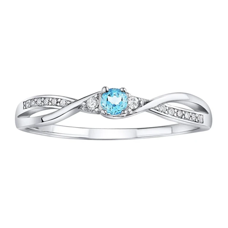 Silver Ring With Blue Topaz And Brilliant Zircons Jjjr1100Ts - Size: 50 Mm