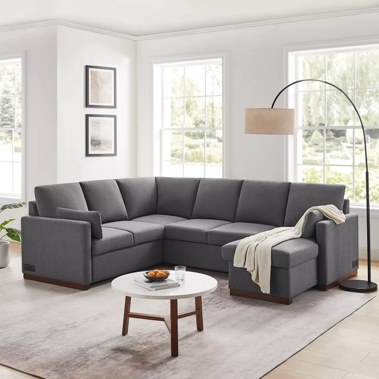 Ellington Sectional Sleeper Sofa in Charcoal:- Charcoal