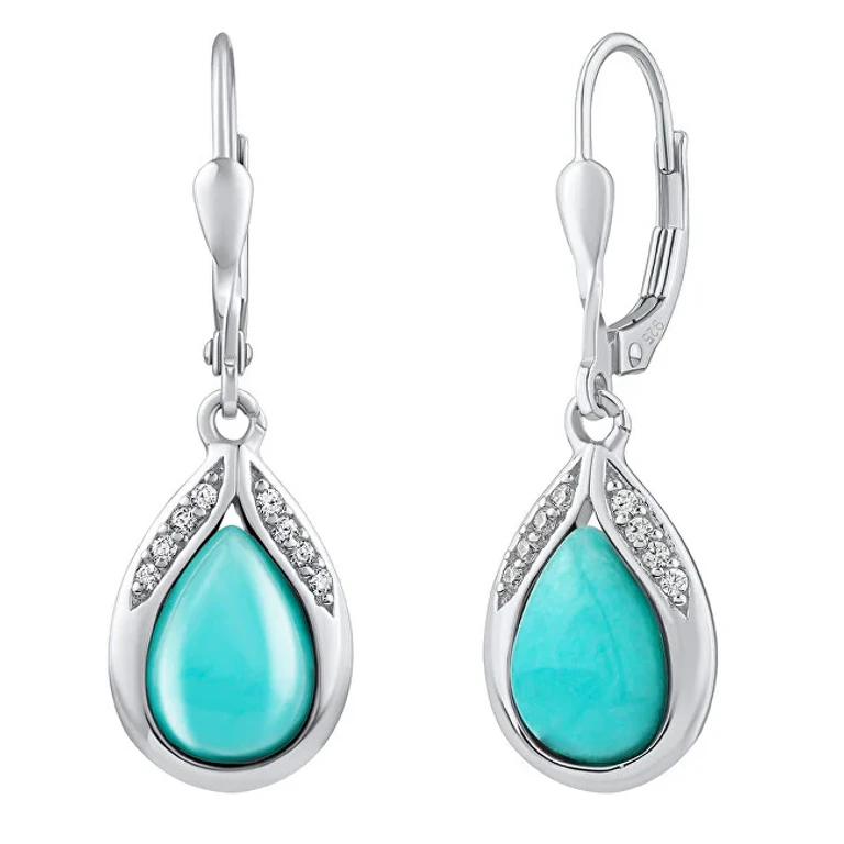 Silver Earrings With Natural Amazonite Jst13327Eaz