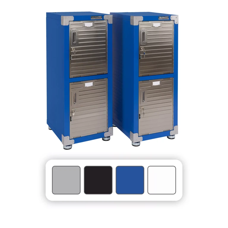 UltraHD 4-Door Stackable Locker Cabinets, 15'W x 18'D x 73.9'H - Blue:- Blue