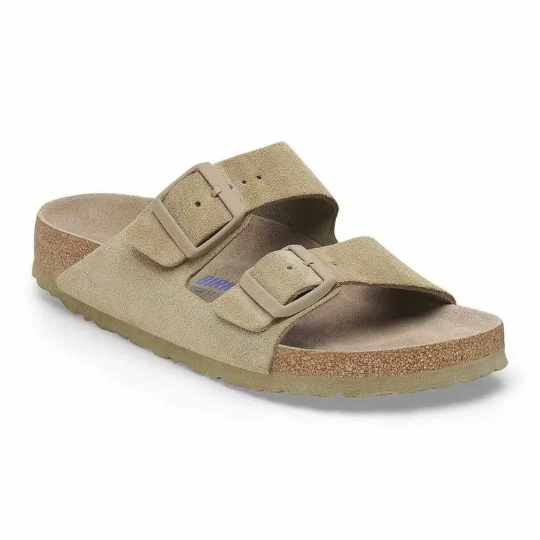 Arizona Soft Footbed Suede Leather Faded Khaki Sandals