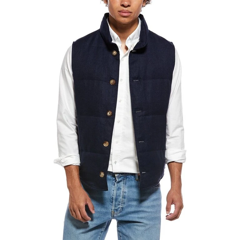 Navy Linen Wool Vest