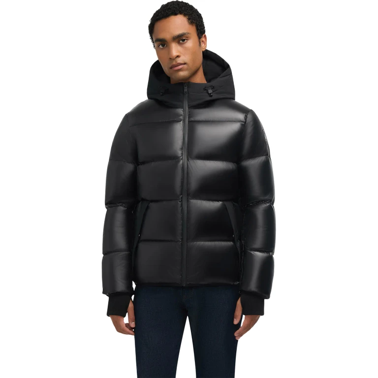 Rikuto Boxy Channel Quilted Puffer Jacket with Fixed Hood - Men's