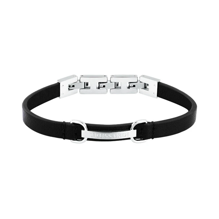 Men's Black Leather Bracelet T-Leather Tjaxz08