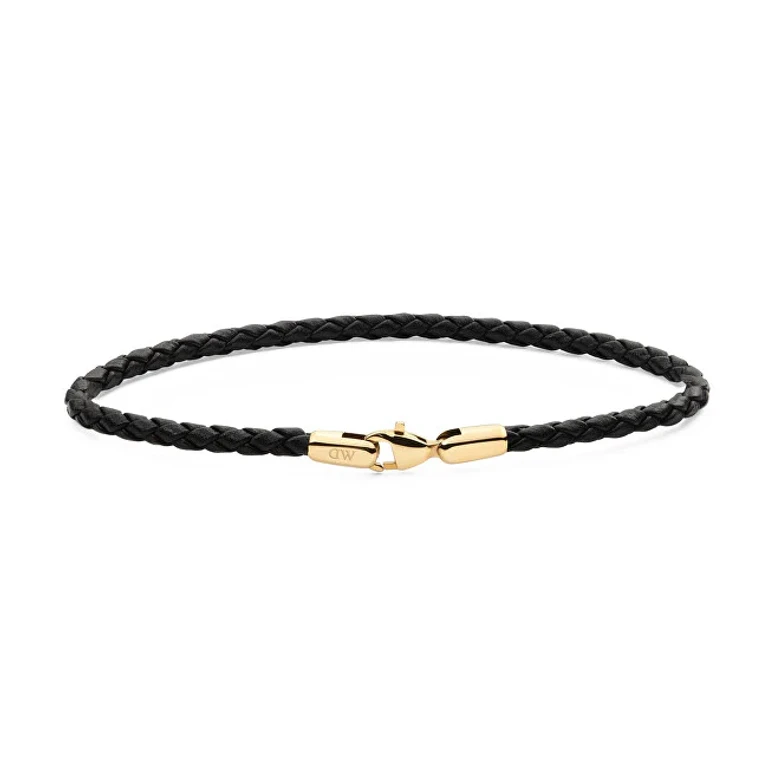Black Woven Leather Bracelet Sheffield Daniel Dw004017 - Length: 20.5 Cm