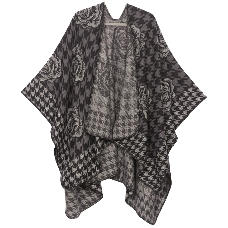 Sakkas Lupe Womens Reversible Poncho Wrap Cape Shawl Sweater Coat Cardigan Pattern
