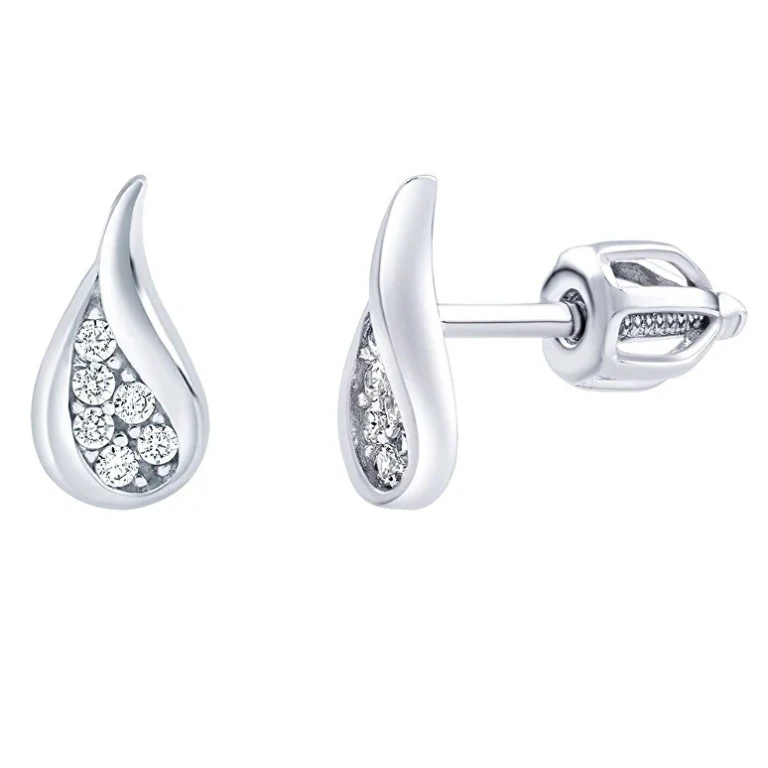 Silver Earrings Without Tempo With Transparent Zirconia Silvegob70540Sbd