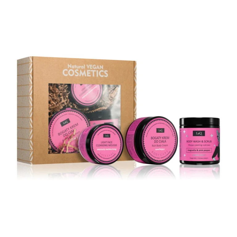 Kitten Magnolia Gift Set Softening Sugar Scrub 220g + Moisturizing Body Cream 200ml + Deep Cleansing Mousse 40g