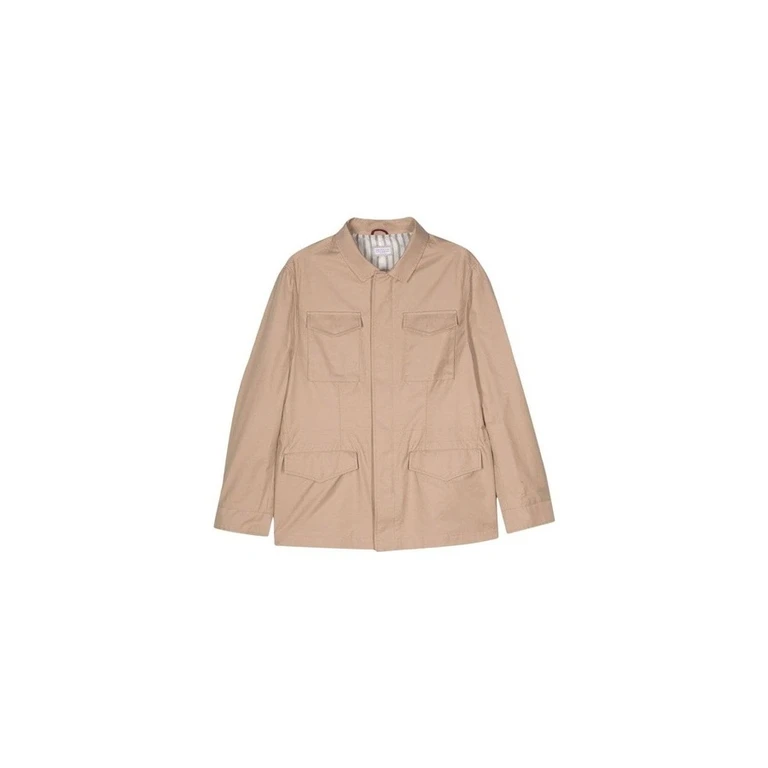 Beige Utility Jacket With Pockets