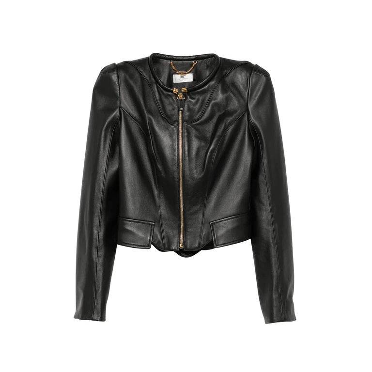 Peplum-hem Leather Jacket