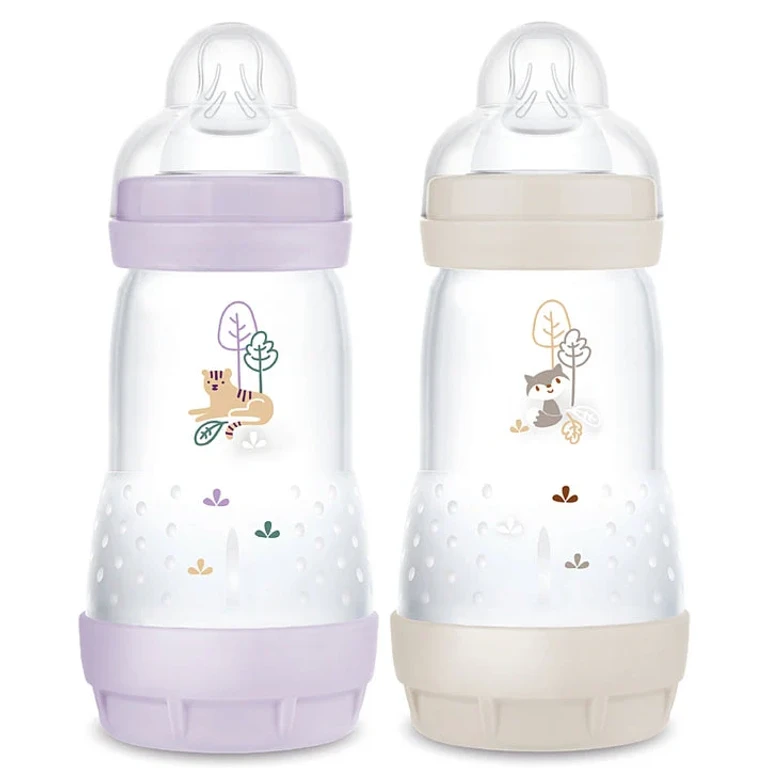 Easy Start Anti-Colic Baby Bottle 2 months+ - Medium Flow - Lilac "Feline" + Sand "Fox" 2x260ml Lotto × 2
