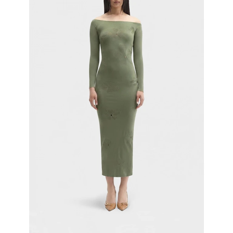 Monogram Midi Dress in Jersey with Floral Embroidery (25EM2M0H40065012551)