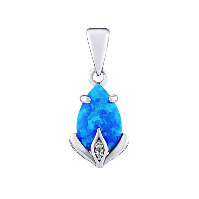 Silver Pendant Clarissa With Blue Opal And Brilliant Zirconia Jjj1267Pb