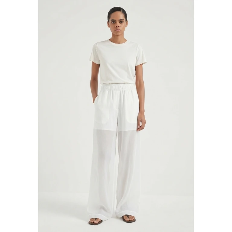 Wowhite Wide Leg Cotton Trousers