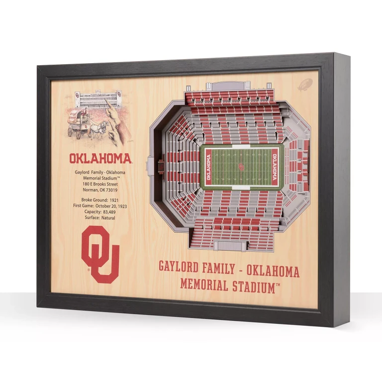 Oklahoma Sooners 25-Layer Football Stadium View 3D Wall Art