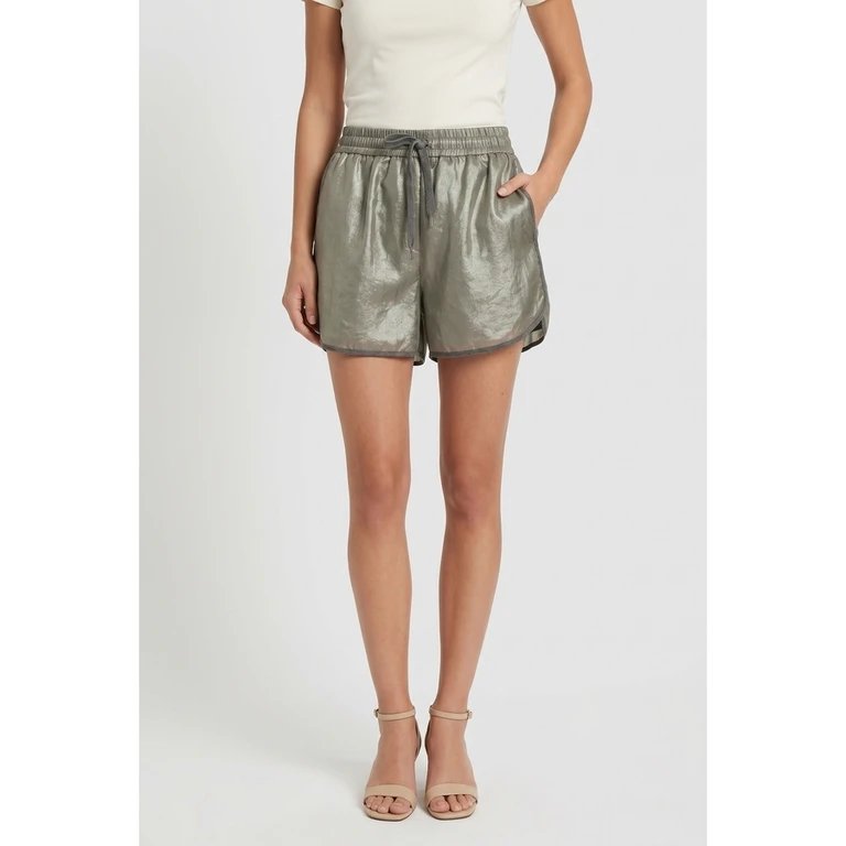 Wometallic Grey Casual Shorts