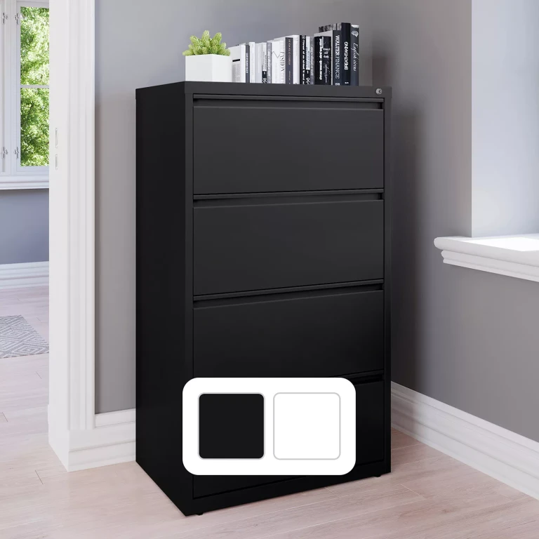30' Wide 2 Drawer Lateral File Cabinet, Black, 4 Drawer:- 4-Drawer, Black