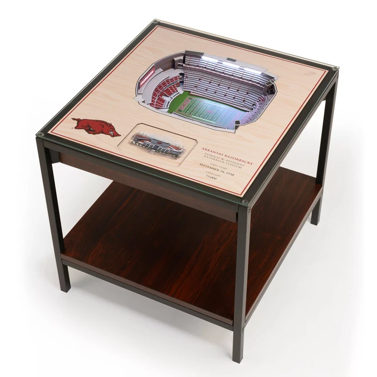 NCAA 25-Layer StadiumViews Lighted End Table - Arkansas Razorbacks:- Arkansas Razorbacks