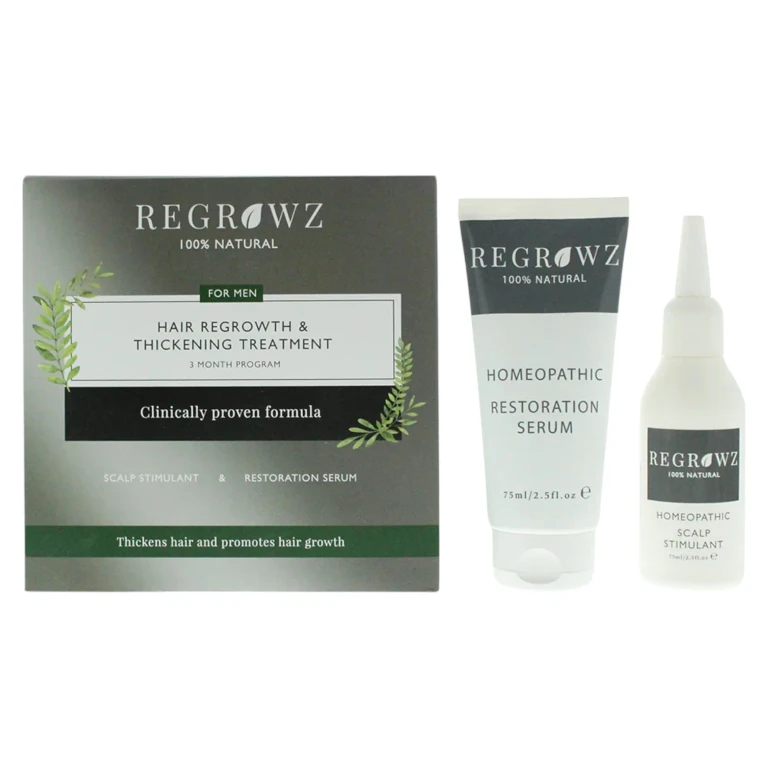 Set Regrowz: homeopathic regenerating serum for the scalp 75 ml + homeopathic moisturizing and protective cream for the scalp 75 ml