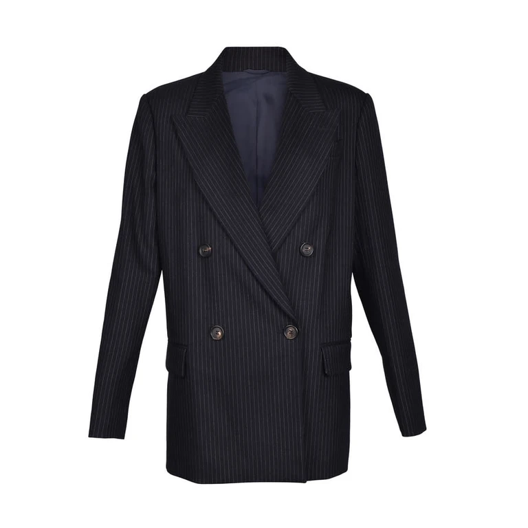 Blue Virgin Wool Pinstripe Blazer