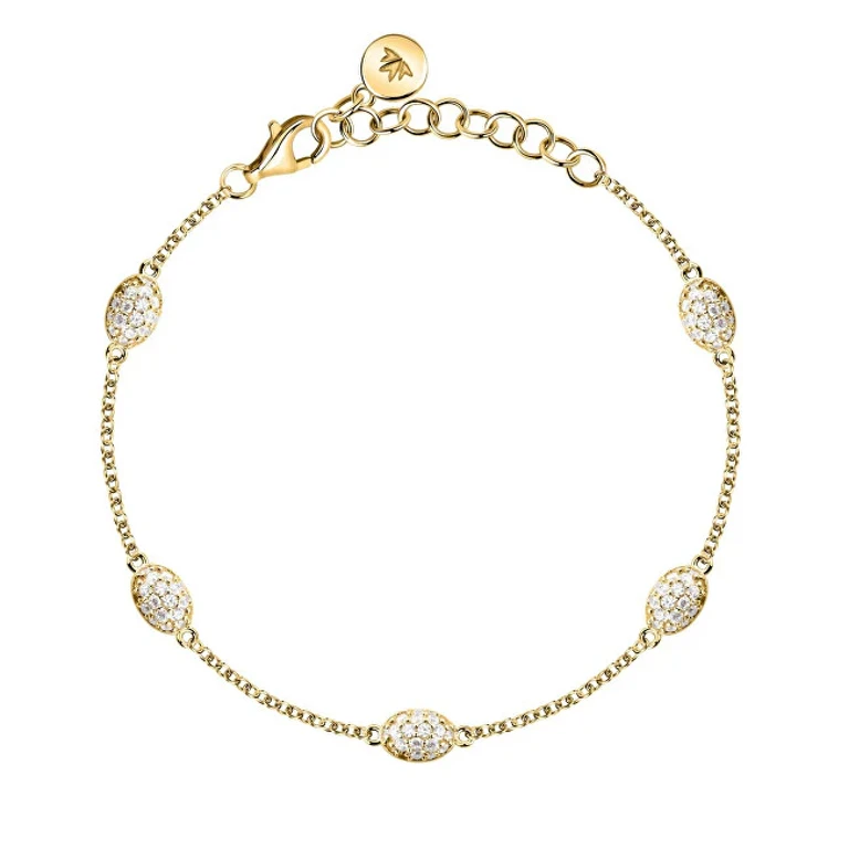 Gold-Plated Bracelet with Transparent Cubic Zirconia Pavé Sazb08
