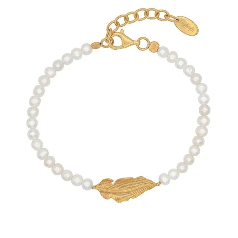 ERB-GLORY-FED-G Silver Gold Plated Pearl Bracelet