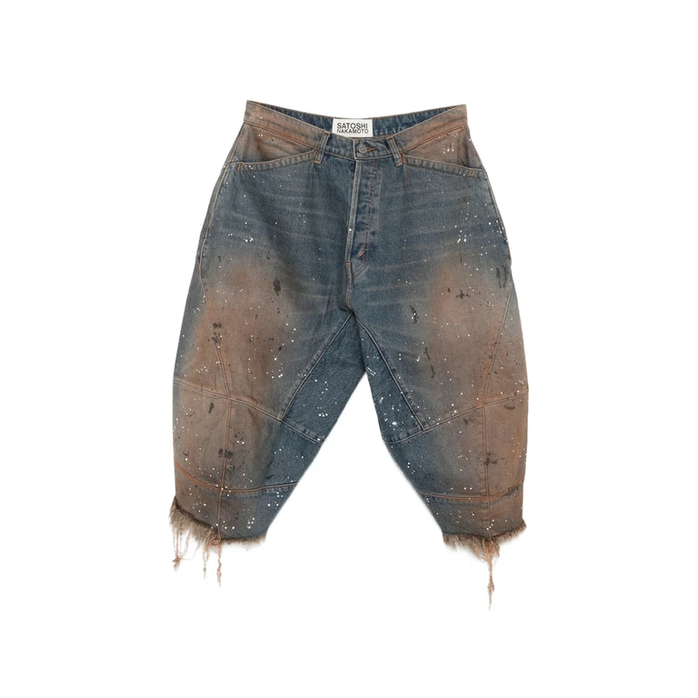 Paint-splatter Distressed Bermuda Shorts