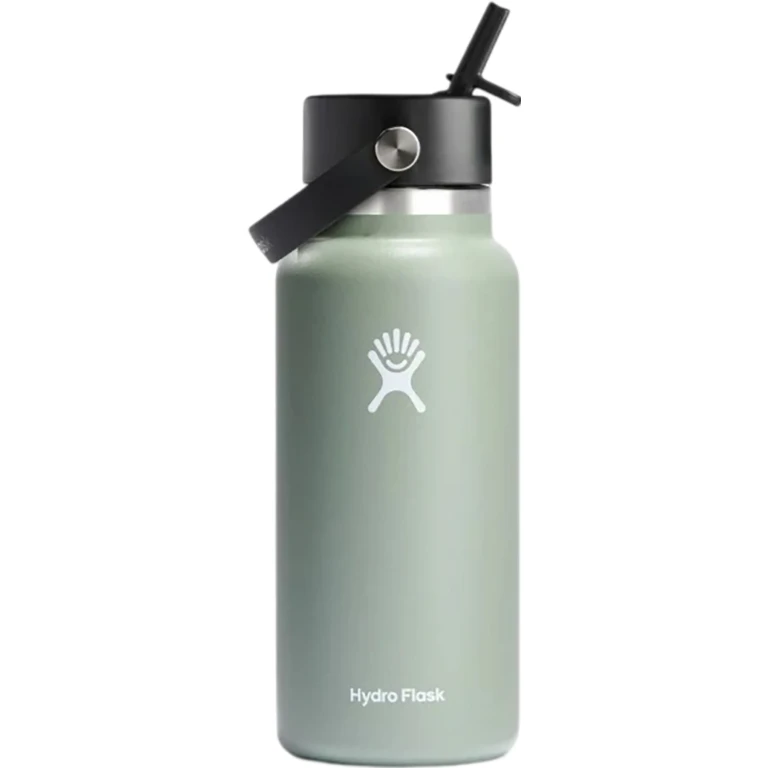 Wide Mouth Water Bottle with Flex Straw Cap 32oz