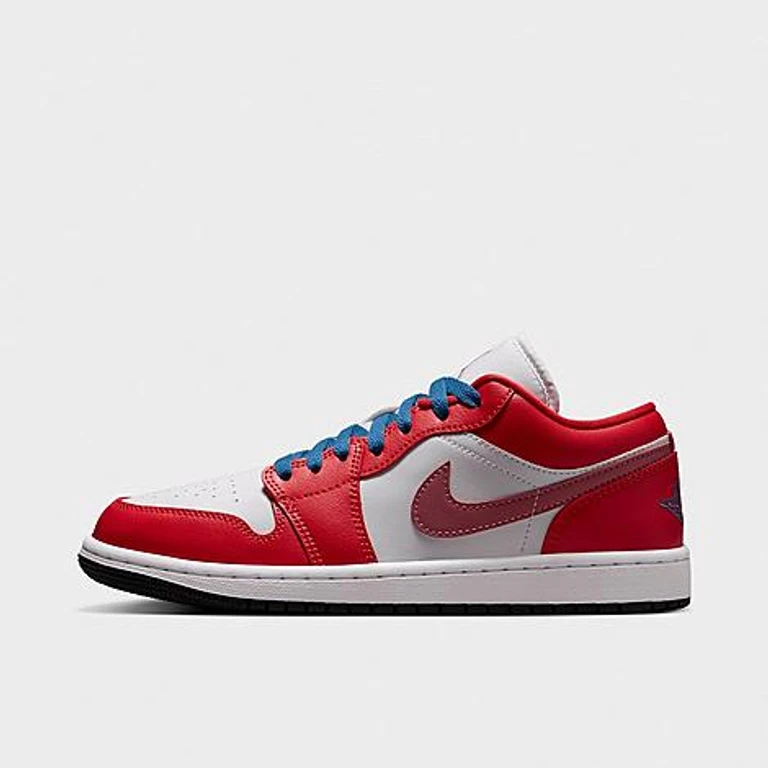 Jordan Women's Air Retro 1 Low Casual Shoes in Track Red/White/Desert Berry Size: 5.0