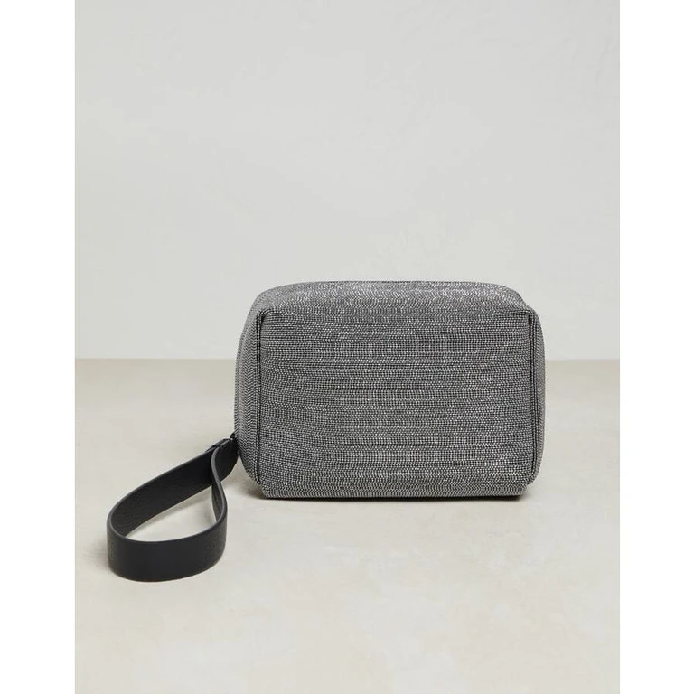 Grey Textured Wristlet Bag