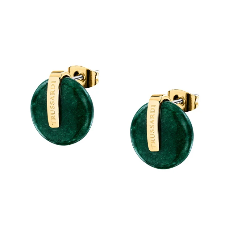 Fashion Earrings Gold-Plated with Agate T-Round Tjayf12