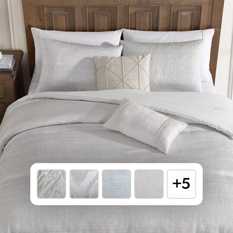5-Piece Jacquard Comforter Set, Assorted Designs and Sizes:- Ivory, Queen