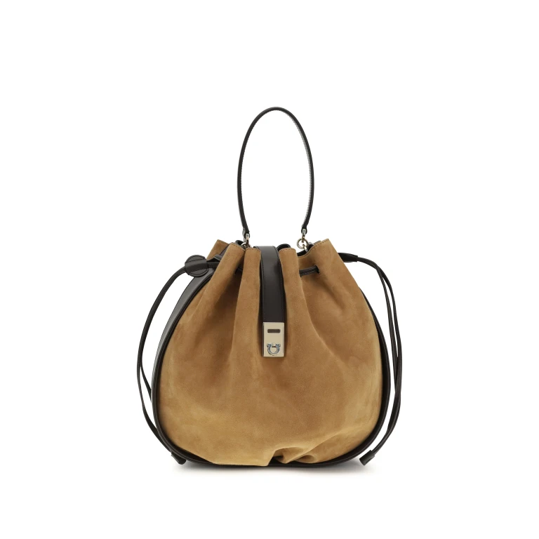 Bucket Bag Hug Buckle Natural Suede