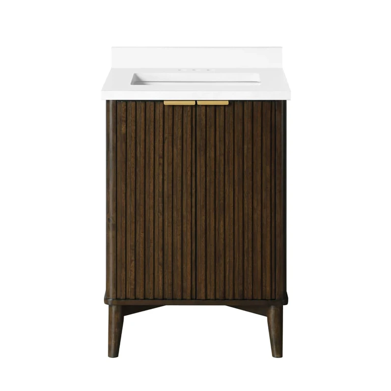 Gabi 24' W x 22' D Freestanding Bathroom Vanity with Sink, Dark Walnut :- Dark Walnut