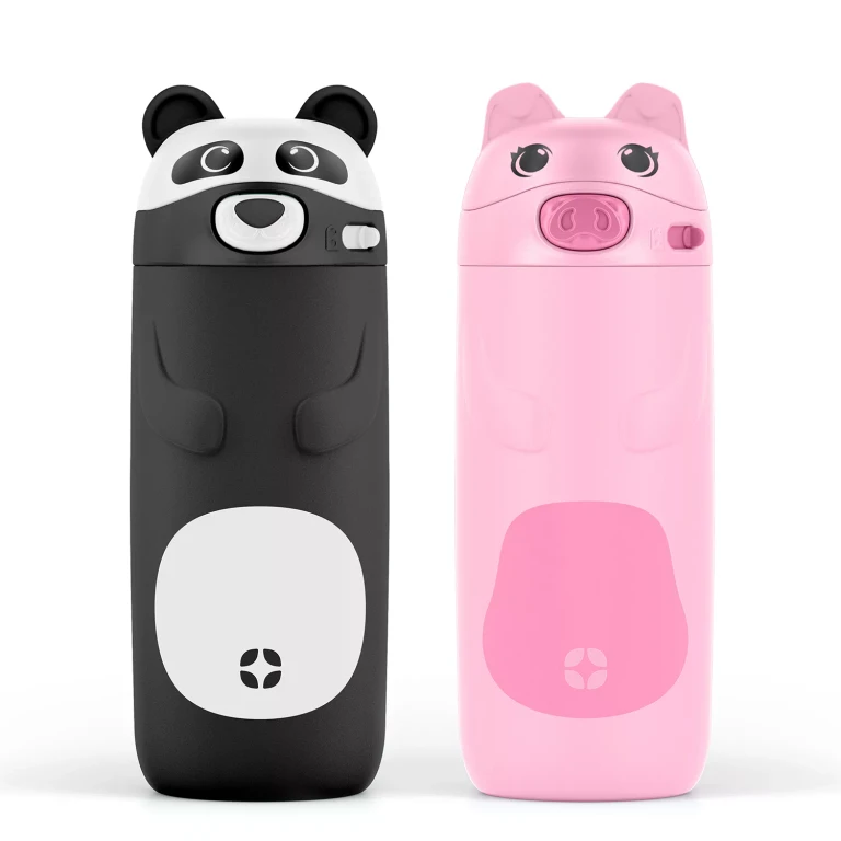 Ellies 12oz Vacuum Insulated Stainless Steel Kids Water Bottle Panda Pig:- Panda Pig