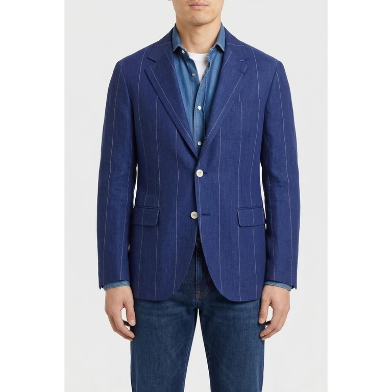 Blue Linen Tailored Blazer