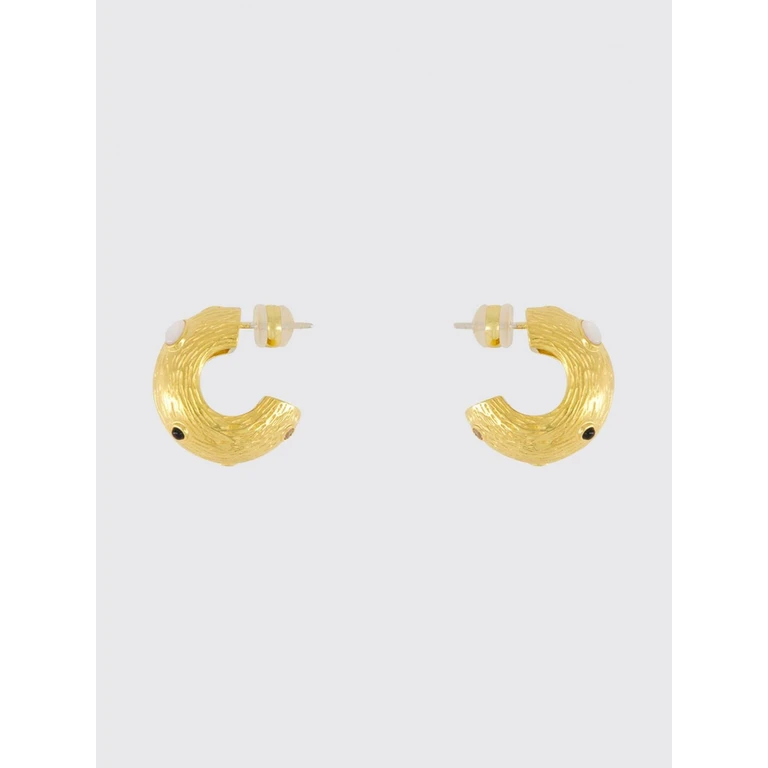 Brass Hoop Earrings with Applied Crystals (R26E001GOL)