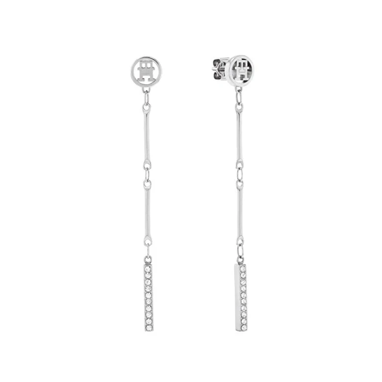 Trendy Drop Earrings with Zirconia Bar Chain 2781001